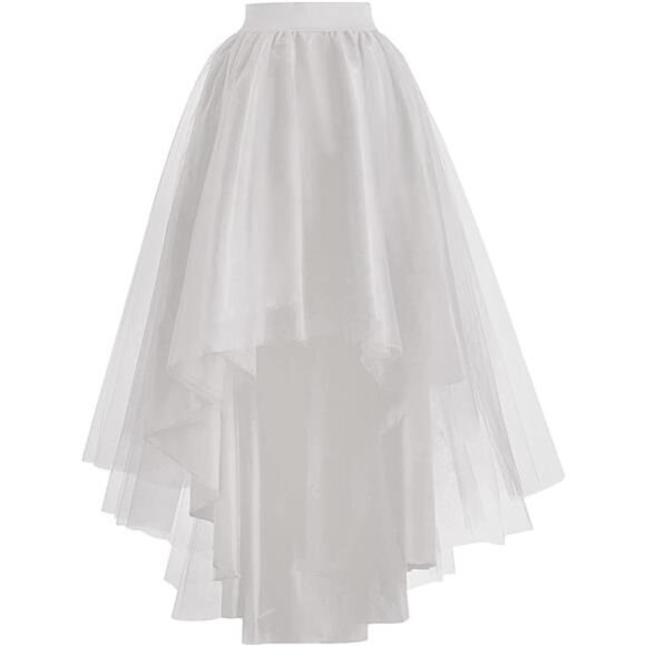 High Low Tulle Skirt for Women White - Picture 1 of 6